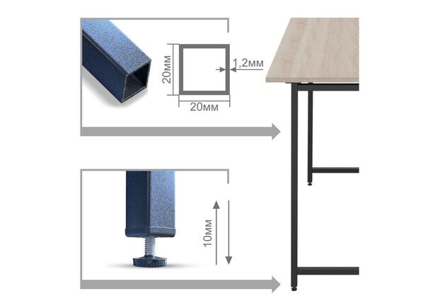 Стіл розкладний Fold FL1000 (1000х600х750Н) чорний/дуб сонома - Фото №2