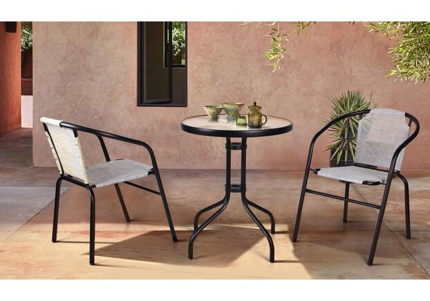 Комплект стол Rico и 2 кресла Taco серый - Фото №1