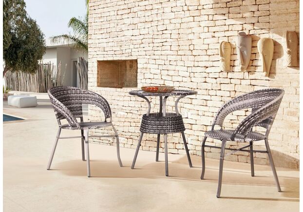 Комплект стол и 2 кресла Catalina ротанг серый - Фото №1