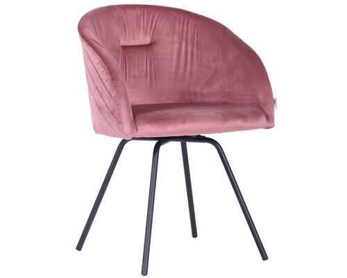 Крісло поворотне Sacramento чорний/велюр рожевий антик - Фото №1