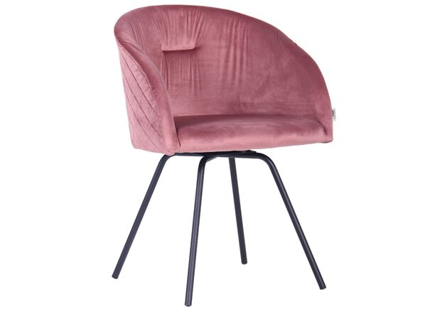 Крісло поворотне Sacramento чорний/велюр рожевий антик - Фото №1