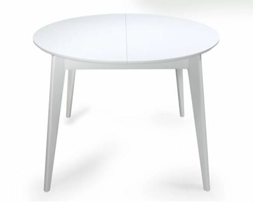 Раскладной круглый стол Равенна D110+35 см белый/дерево - Фото №1