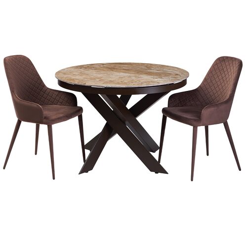 Стол обеденный MOON BROWN MARBLE керамика 110-140 см - Фото №2