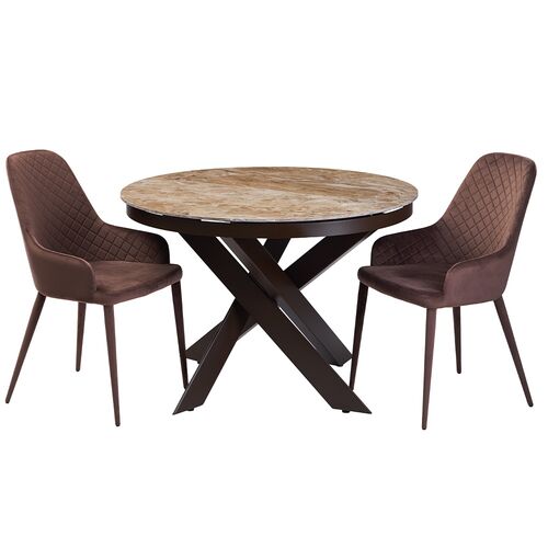 Стол обеденный MOON BROWN MARBLE керамика 110-140 см - Фото №5