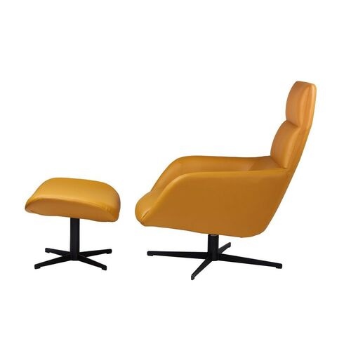 Кресло-лаунж с оттоманкой BERKELEY Беркли экокожа светло-коричневый - Фото №4