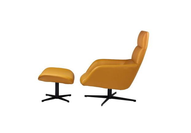 Кресло-лаунж с оттоманкой BERKELEY Беркли экокожа светло-коричневый - Фото №2