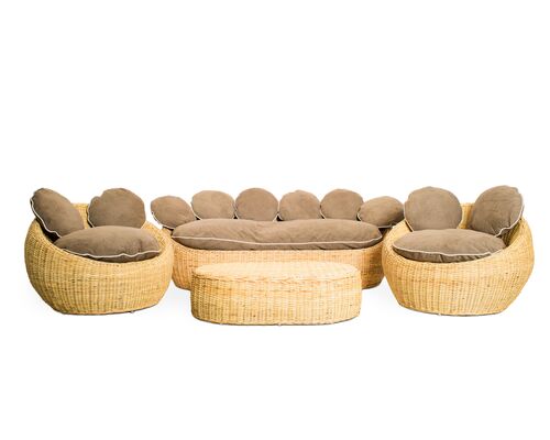 Комплект плетеной мебели Баскет натуральный ротанг медовый цвет - Фото №1