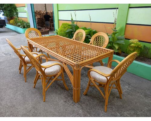 Обідній комплект Буковина медового кольору: прямокутний стіл зі склом, 6 крісел - Фото №1