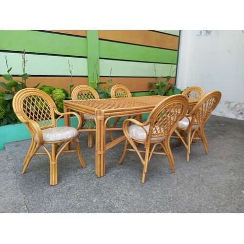 Обідній комплект Буковина медового кольору: прямокутний стіл зі склом, 6 крісел - Фото №2