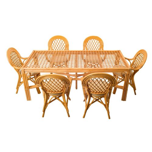 Обеденный комплект Буковина медового цвета: прямоугольный стол со стеклом, 6 кресел - Фото №6