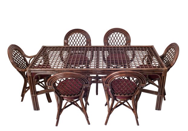 Обідній комплект Буковина темно-коричневий, прямокутний стіл зі склом, 6 крісел - Фото №2