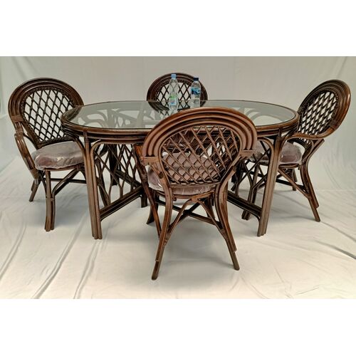 Обідній комлект Буковина темно-коричневого кольору: овальний стіл зі склом, 4 крісла - Фото №2