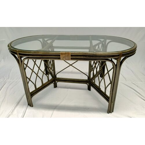 Обеденный комплект Буковина оливкового цвета: овальный стол со стеклом, 4 кресла - Фото №3