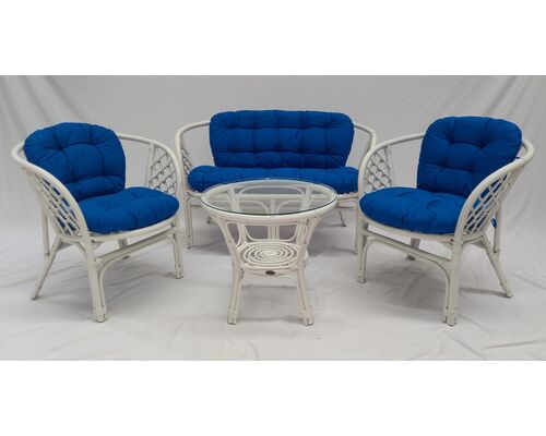 Комплект мебели Багама снежно-белого цвета из натурального ротанга - Фото №1