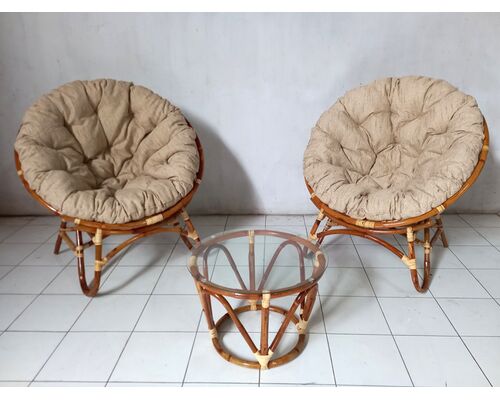 Комплект мебели Папасан Дуэт из натурального ротанга светло-коричневый - Фото №1