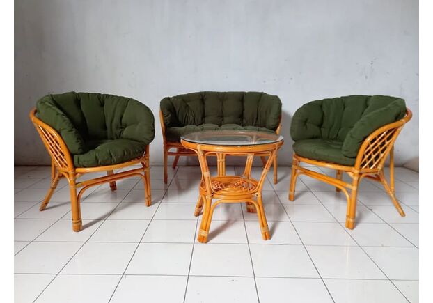 Комплект мебели Таврия Фуларм Дарк-грин из натурального ротанга светло-коричневый - Фото №2