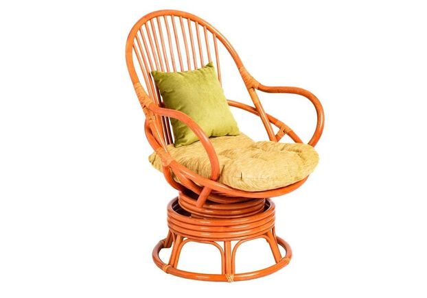 Крісло-гойдалка Флора з натурального ротангу теракотового кольору - Фото №1