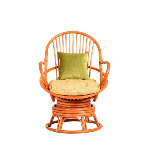 Кресло-качалка Флора из натурального ротанга терракотового цвета  - Фото №2