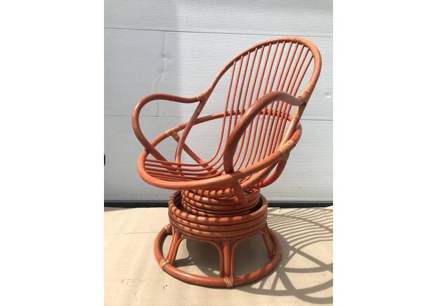 Крісло-гойдалка Флора з натурального ротангу теракотового кольору - Фото №2