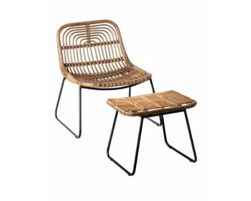 Кресло Конни с табуретом натуральный ротанг коричневый - Фото №1