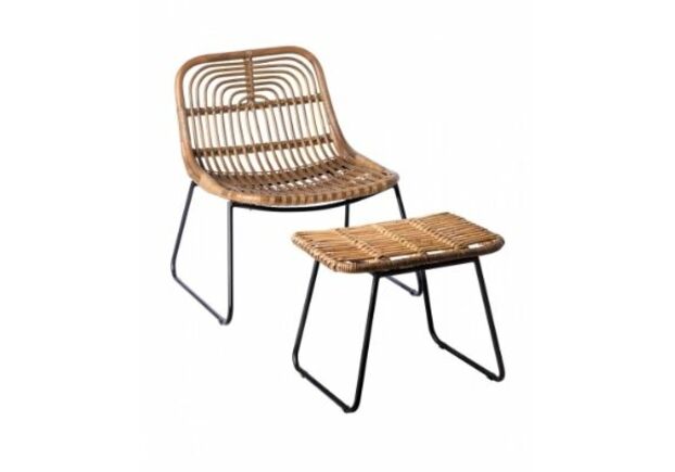 Кресло Конни с табуретом натуральный ротанг коричневый - Фото №1