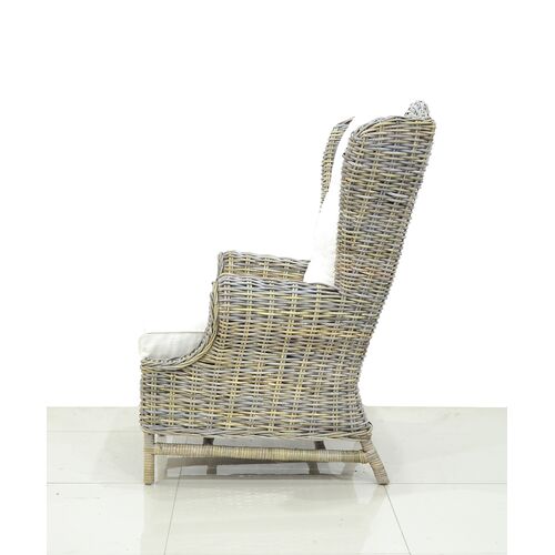 Кресло с пуфом для дома Винг плетеное из натурального ротанга куба - Фото №6