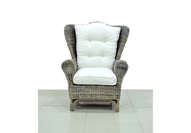 Кресло с пуфом для дома Винг плетеное из натурального ротанга куба - Фото №2