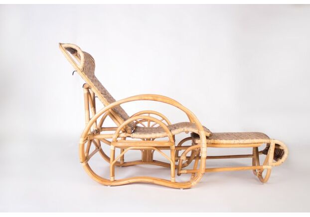 Раскладное кресло-шезлонг Одиссей из натурального ротанга медового цвета - Фото №2
