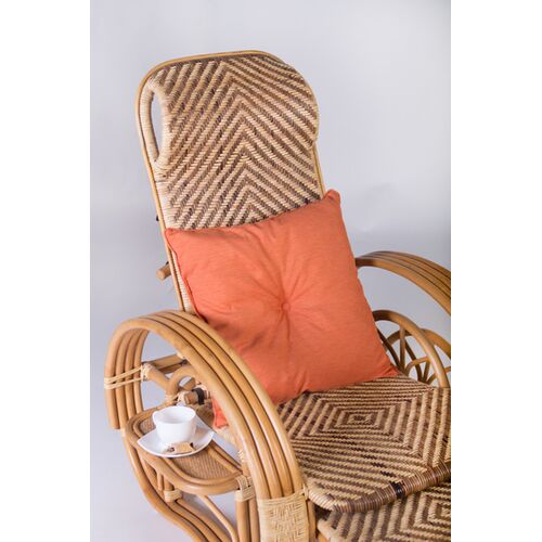 Раскладное кресло-шезлонг Одиссей из натурального ротанга медового цвета - Фото №7