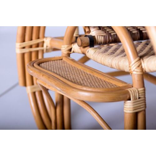 Раскладное кресло-шезлонг Одиссей из натурального ротанга медового цвета - Фото №5