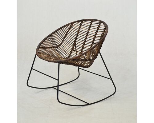 Плетеное кресло-качалка Эскудо натуральный ротанг, коричневый - Фото №1