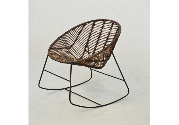 Плетене крісло-гойдалка Ескудо натуральний ротанг, коричневий - Фото №1