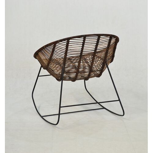 Плетене крісло-гойдалка Ескудо натуральний ротанг, коричневий - Фото №3