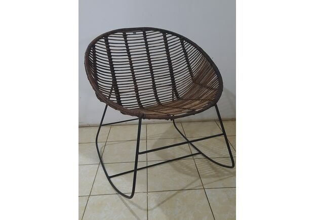 Плетене крісло-гойдалка Ескудо натуральний ротанг, коричневий - Фото №2