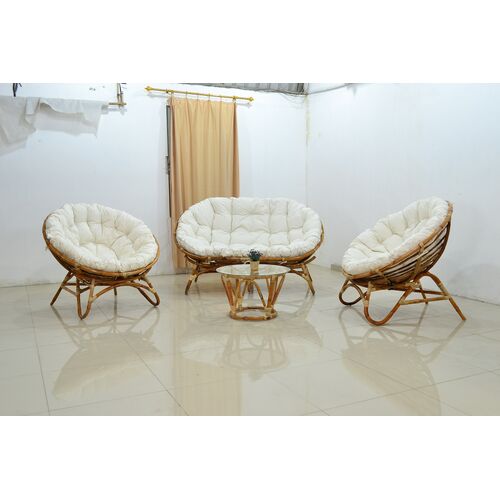 Комплект мебели Папасан Нуово (софа, 2 кресла и столик) натуральный ротанг - Фото №7