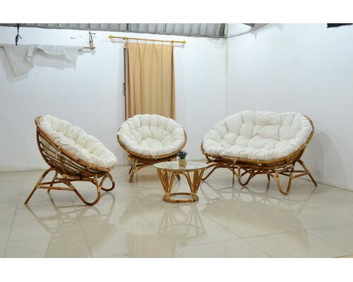  Комплект меблів Папасан Нуово (софа, 2 крісла та столик) натуральний ротанг - Фото №1
