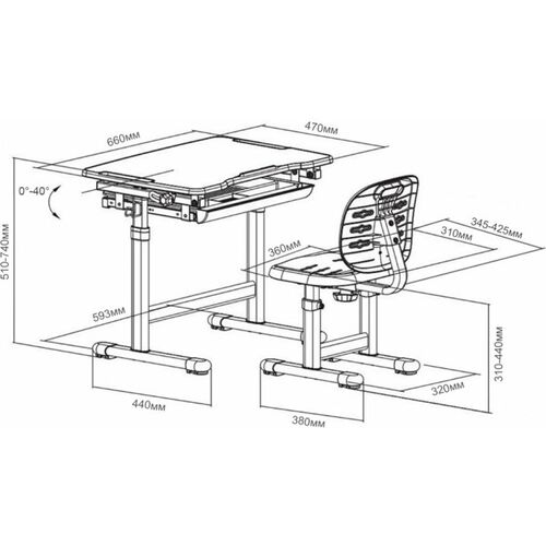 Комплект парта + стул трансформеры FunDesk Piccolino III Grey + лампа - Фото №20