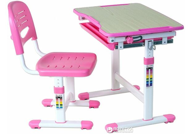 Комплект FunDesk Парта и стул-трансформеры Piccolino Pink + лампа - Фото №2