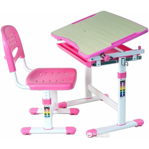 Комплект FunDesk Парта и стул-трансформеры Piccolino Pink + лампа - Фото №5