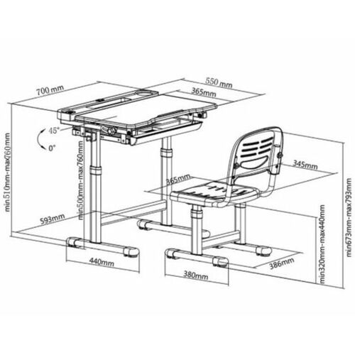 Комплект Cubby Vanda Grey парта + стул трансформеры + лампа и подставка для книг - Фото №8