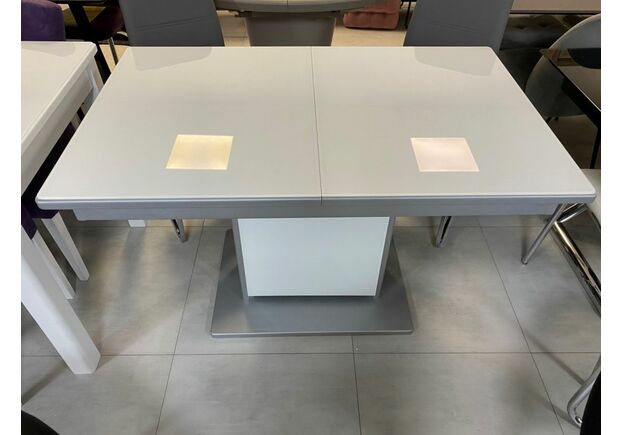 Стол обеденный раскладной Бостон 120(+40)x75x76 см серый/стекло белое - Фото №2