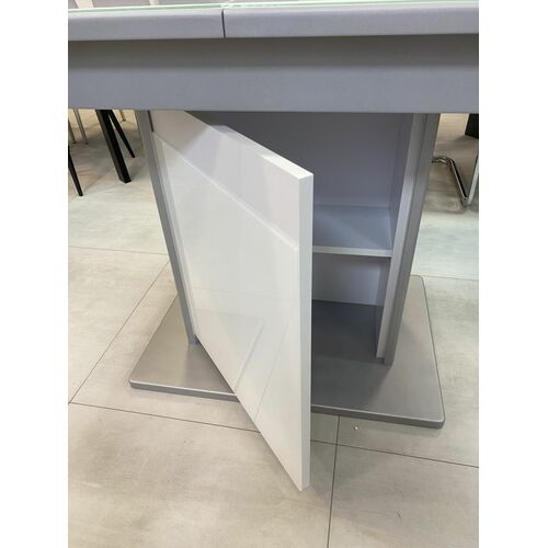 Стол обеденный раскладной Бостон 120(+40)x75x76 см серый/стекло белое - Фото №7