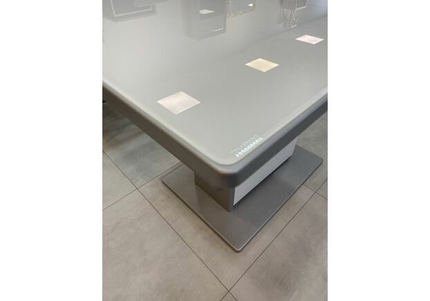Стол обеденный раскладной Бостон 120(+40)x75x76 см серый/стекло белое - Фото №2