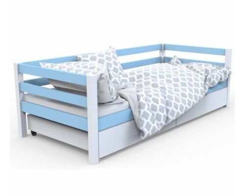 Одноярусная кровать Валенсия цвет белый с голубым 800 х 1900 мм - Фото №1