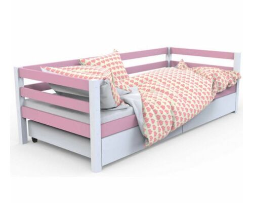Одноярусная кровать Валенсия цвет белый с розовым 800 х 1900 мм - Фото №1