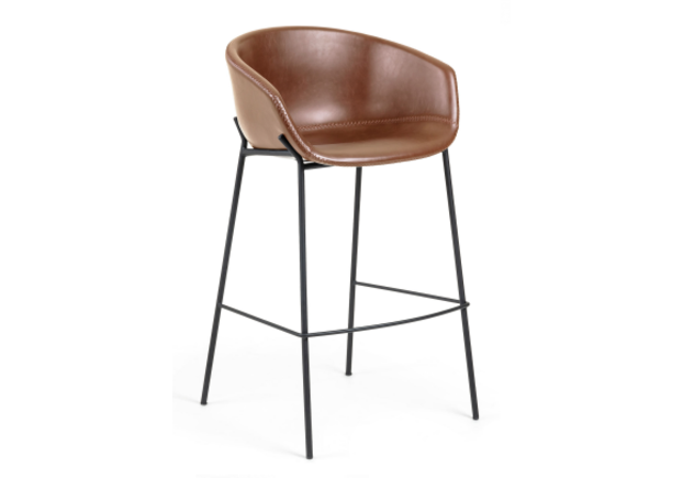 Барный стул La Forma Zadine экокожа коричневый - Фото №1