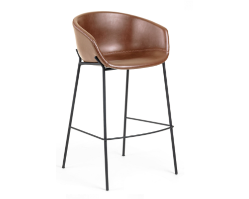 Полубарный стул La Forma Zadine экокожа коричневый - Фото №1