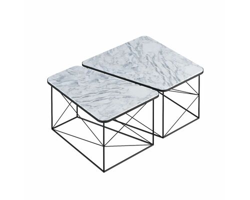 Комплект журнальних столів PART marble білий мармур/чорний каркас - Фото №1