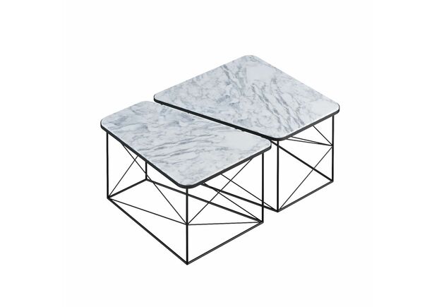 Комплект журнальних столів PART marble білий мармур/чорний каркас - Фото №1
