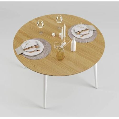 Стол Dan d-120 белый/натуральный дуб - Фото №3